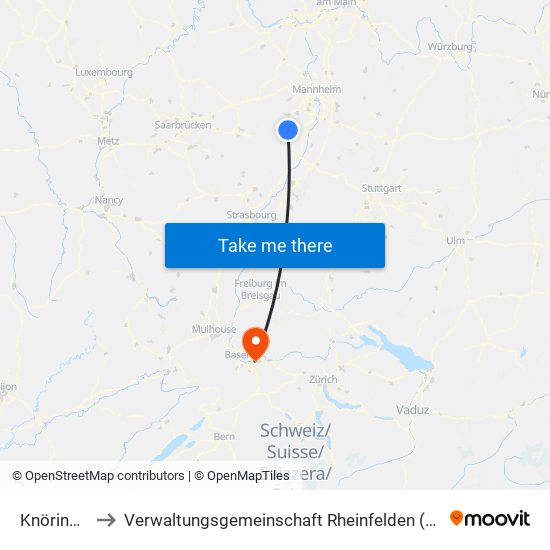 Knöringen to Verwaltungsgemeinschaft Rheinfelden (Baden) map