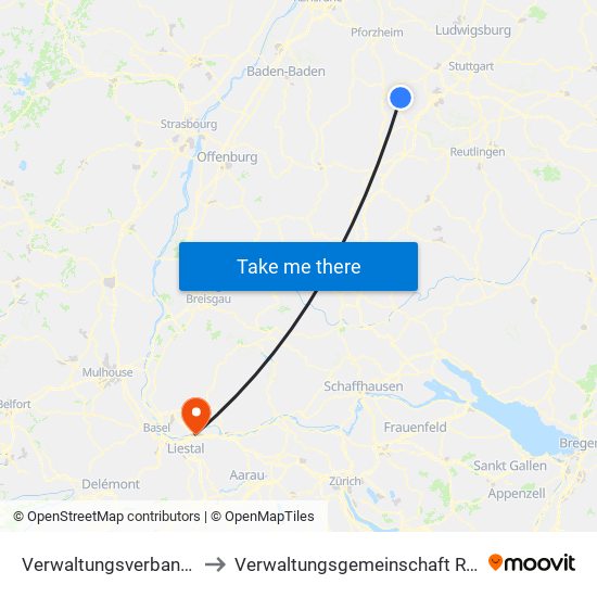 Verwaltungsverband Althengstett to Verwaltungsgemeinschaft Rheinfelden (Baden) map