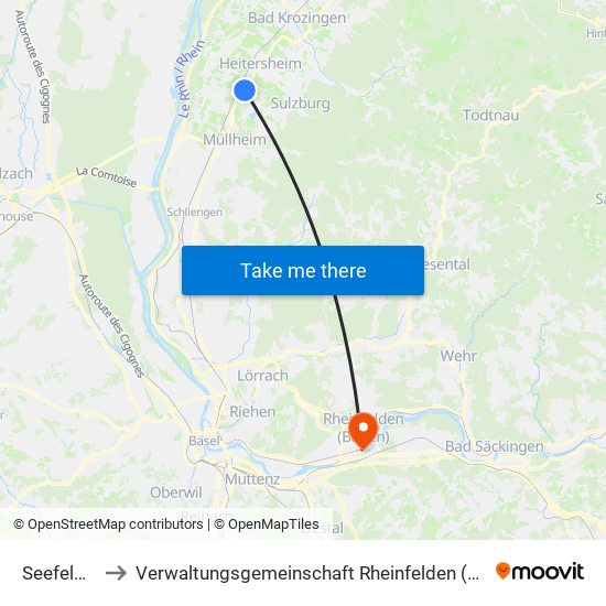 Seefelden to Verwaltungsgemeinschaft Rheinfelden (Baden) map