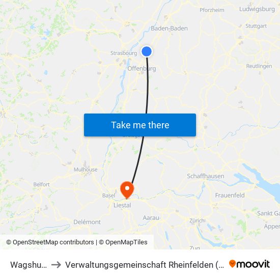 Wagshurst to Verwaltungsgemeinschaft Rheinfelden (Baden) map