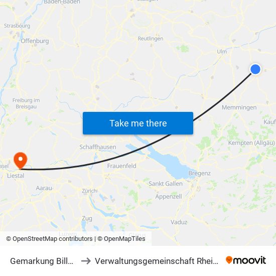 Gemarkung Billenhausen to Verwaltungsgemeinschaft Rheinfelden (Baden) map