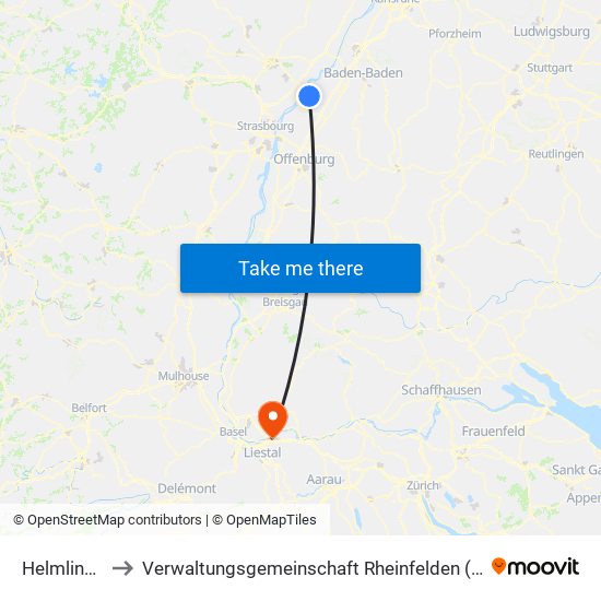 Helmlingen to Verwaltungsgemeinschaft Rheinfelden (Baden) map