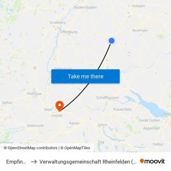Empfingen to Verwaltungsgemeinschaft Rheinfelden (Baden) map