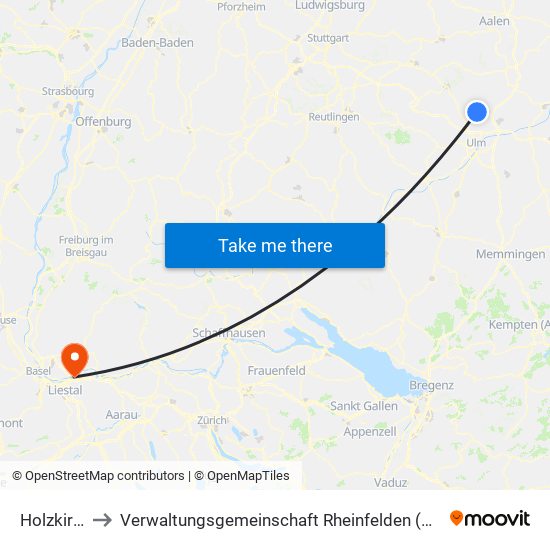 Holzkirch to Verwaltungsgemeinschaft Rheinfelden (Baden) map