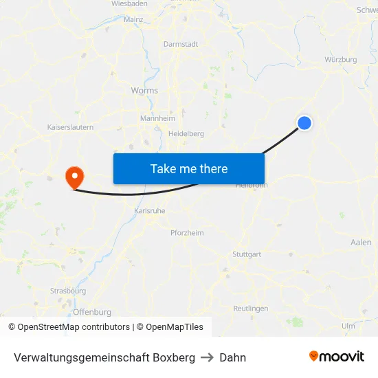 Verwaltungsgemeinschaft Boxberg to Dahn map