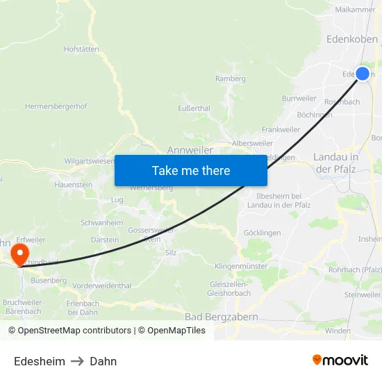 Edesheim to Dahn map