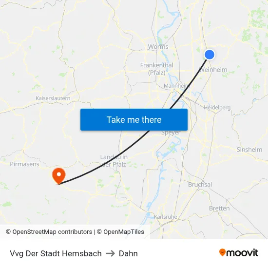Vvg Der Stadt Hemsbach to Dahn map
