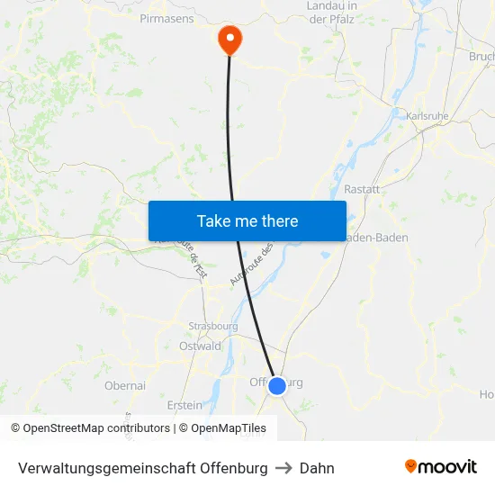 Verwaltungsgemeinschaft Offenburg to Dahn map