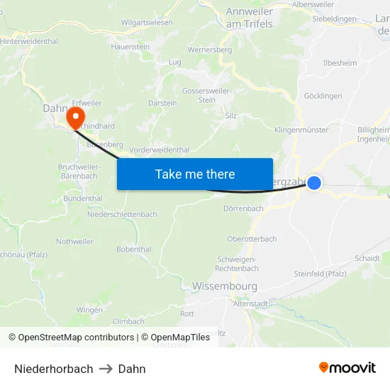 Niederhorbach to Dahn map