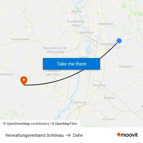 Verwaltungsverband Schönau to Dahn map