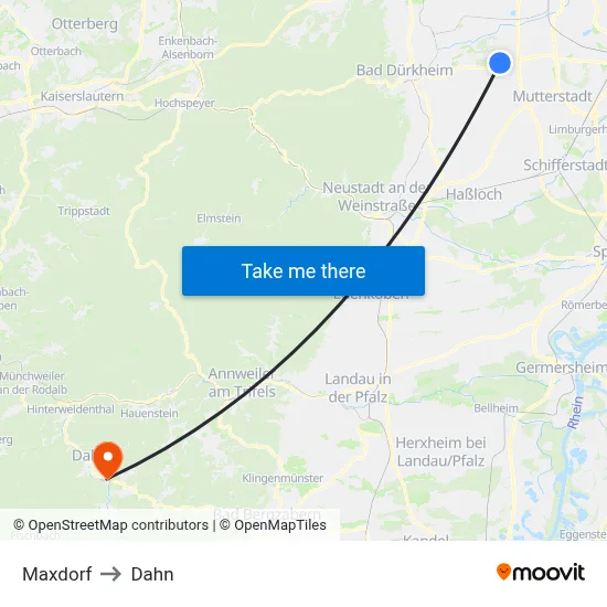 Maxdorf to Dahn map