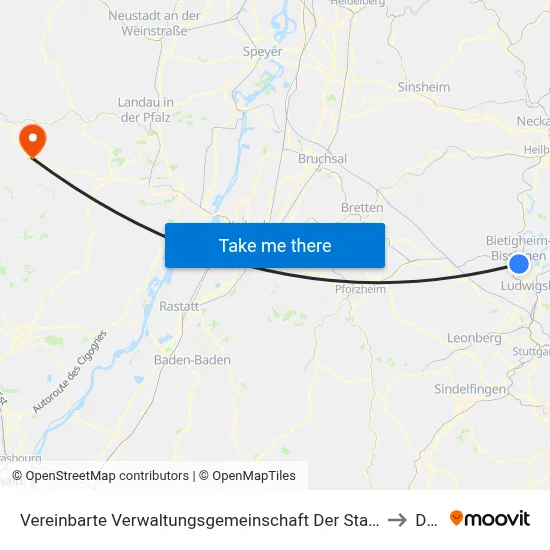 Vereinbarte Verwaltungsgemeinschaft Der Stadt Bietigheim-Bissingen to Dahn map
