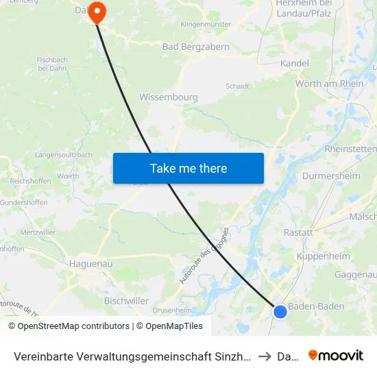 Vereinbarte Verwaltungsgemeinschaft Sinzheim to Dahn map