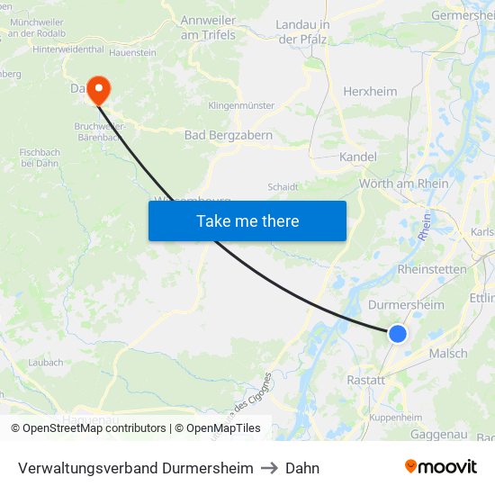 Verwaltungsverband Durmersheim to Dahn map