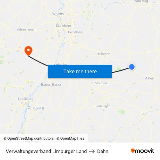 Verwaltungsverband Limpurger Land to Dahn map