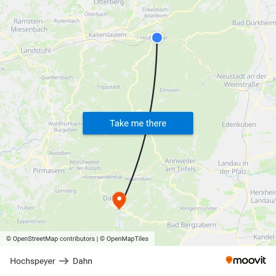 Hochspeyer to Dahn map