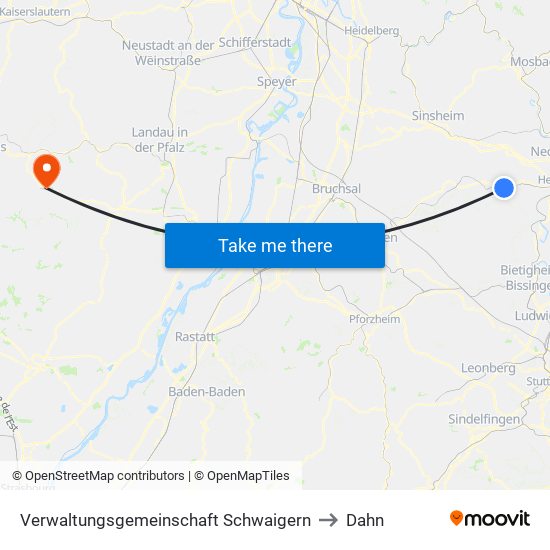 Verwaltungsgemeinschaft Schwaigern to Dahn map