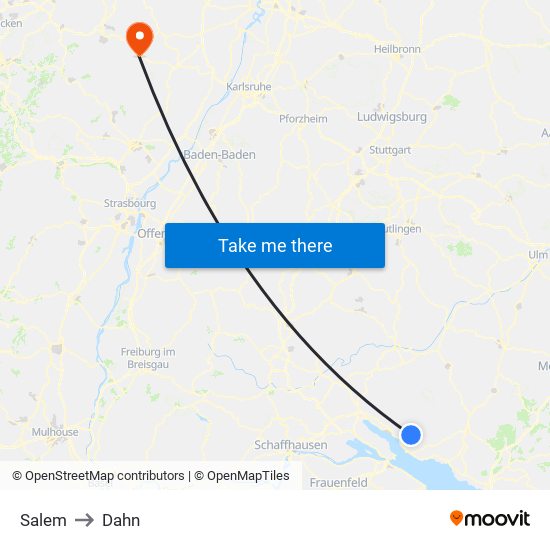 Salem to Dahn map