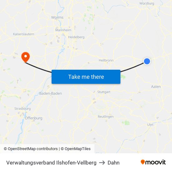 Verwaltungsverband Ilshofen-Vellberg to Dahn map