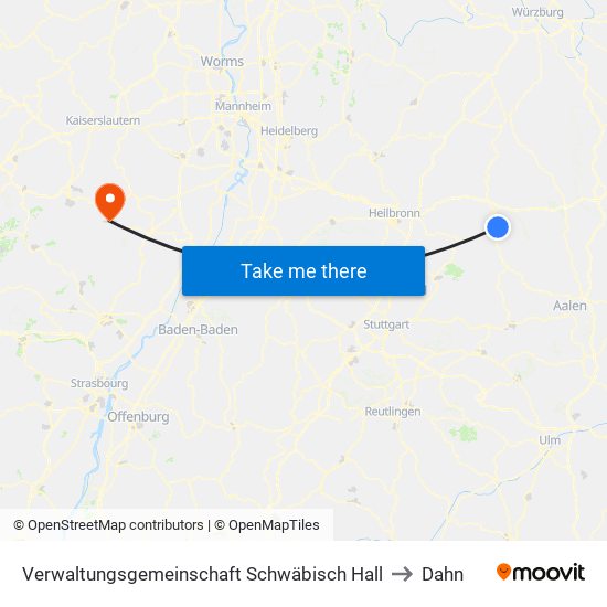 Verwaltungsgemeinschaft Schwäbisch Hall to Dahn map