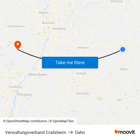 Verwaltungsverband Crailsheim to Dahn map