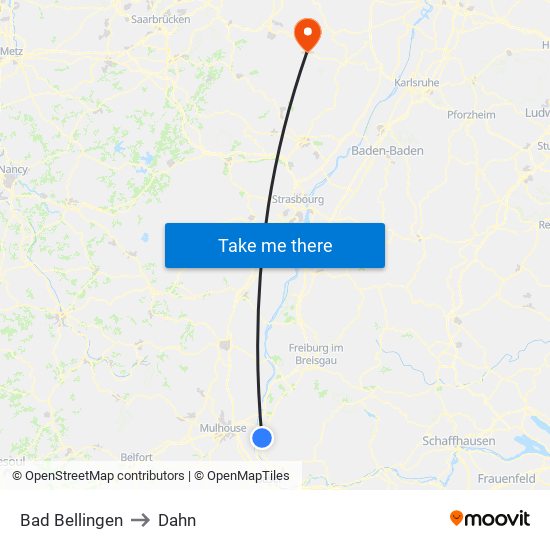 Bad Bellingen to Dahn map