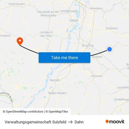 Verwaltungsgemeinschaft Sulzfeld to Dahn map