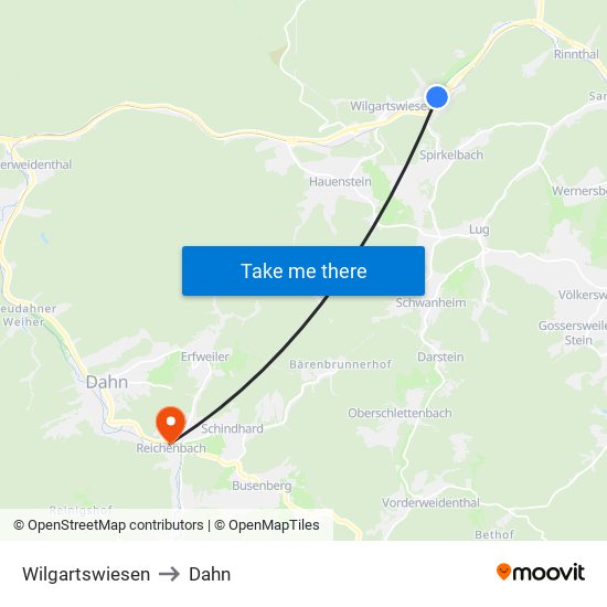 Wilgartswiesen to Dahn map