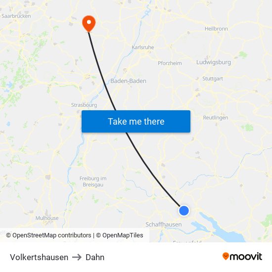 Volkertshausen to Dahn map