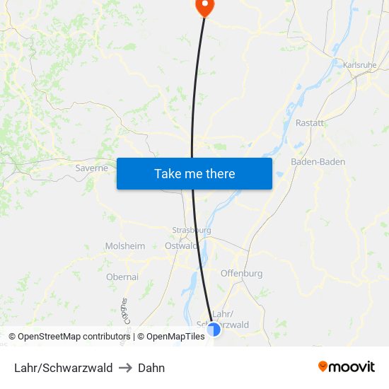 Lahr/Schwarzwald to Dahn map