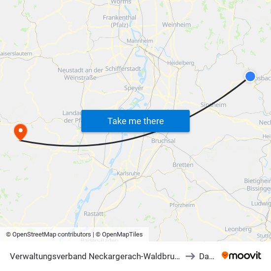 Verwaltungsverband Neckargerach-Waldbrunn to Dahn map