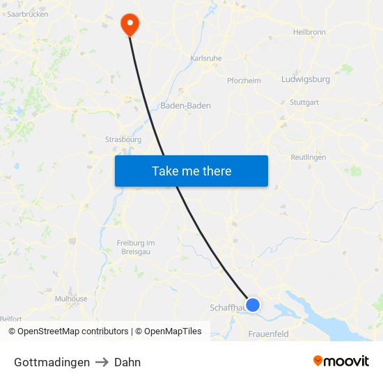 Gottmadingen to Dahn map
