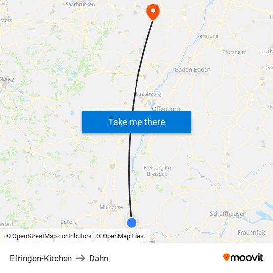 Efringen-Kirchen to Dahn map