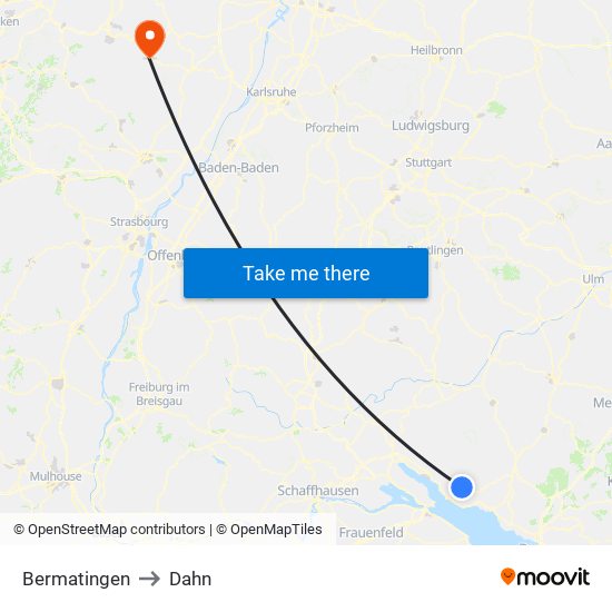 Bermatingen to Dahn map