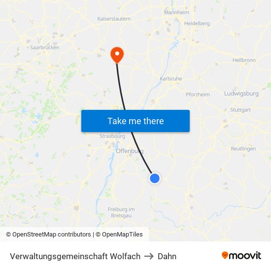 Verwaltungsgemeinschaft Wolfach to Dahn map