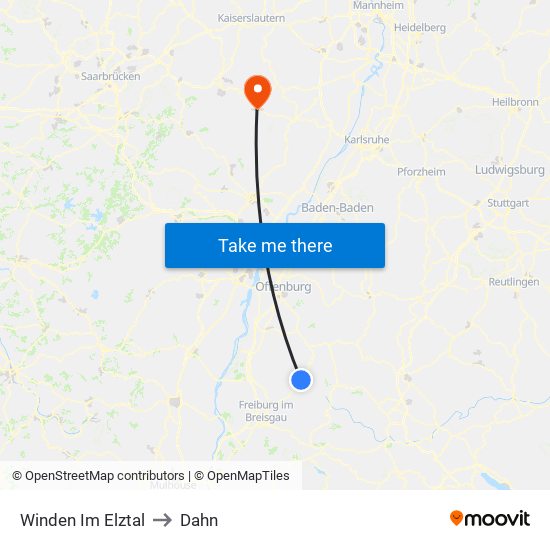 Winden Im Elztal to Dahn map