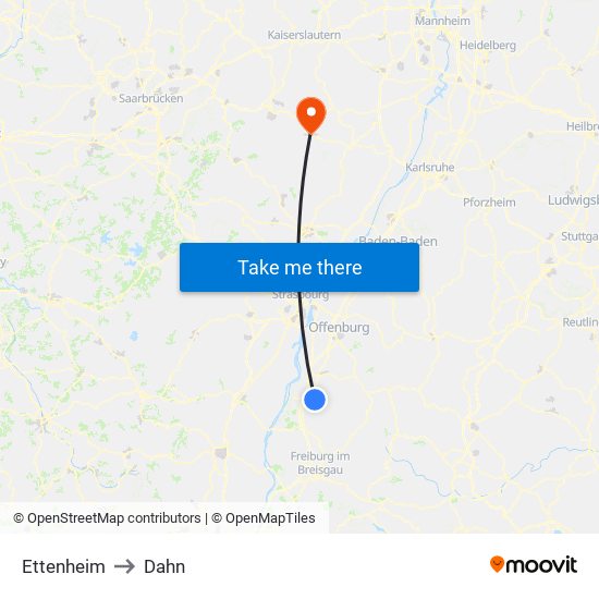 Ettenheim to Dahn map