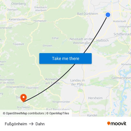 Fußgönheim to Dahn map