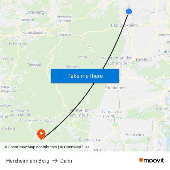 Herxheim am Berg to Dahn map