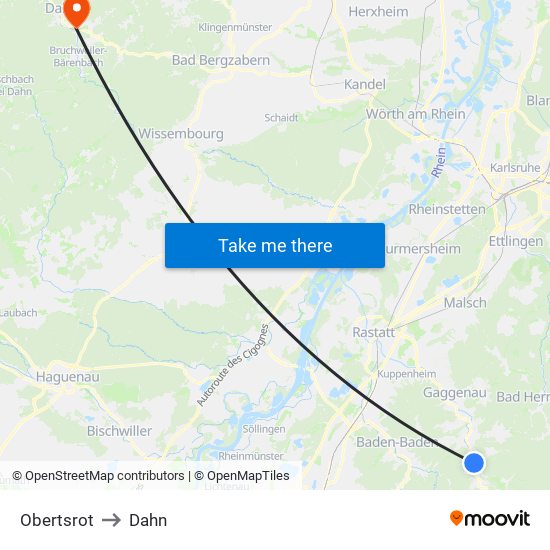 Obertsrot to Dahn map