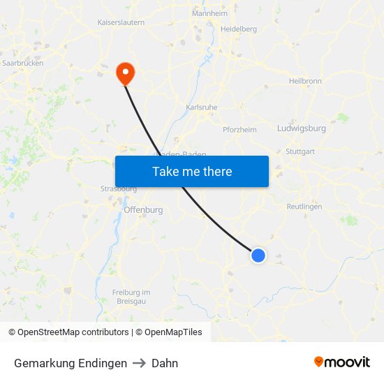 Gemarkung Endingen to Dahn map