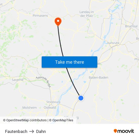 Fautenbach to Dahn map