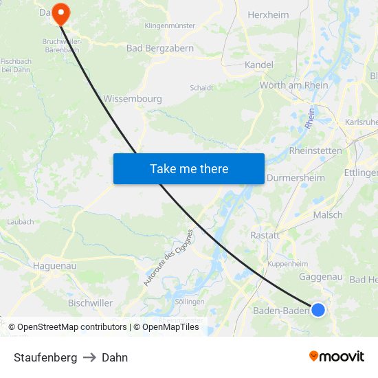 Staufenberg to Dahn map