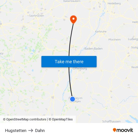 Hugstetten to Dahn map