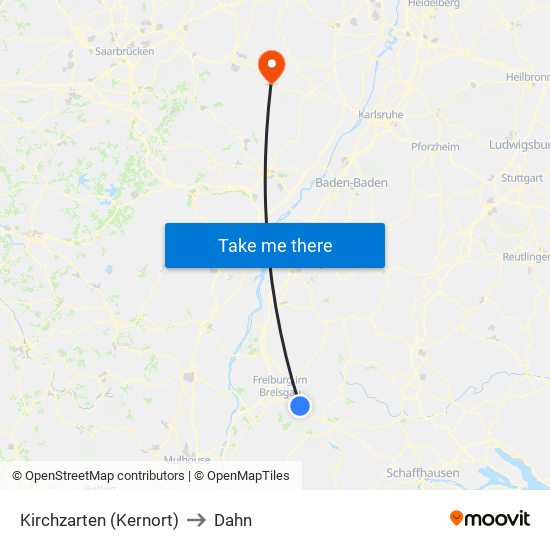 Kirchzarten (Kernort) to Dahn map