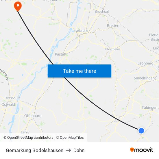 Gemarkung Bodelshausen to Dahn map