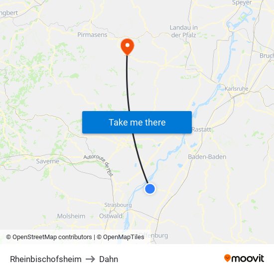 Rheinbischofsheim to Dahn map