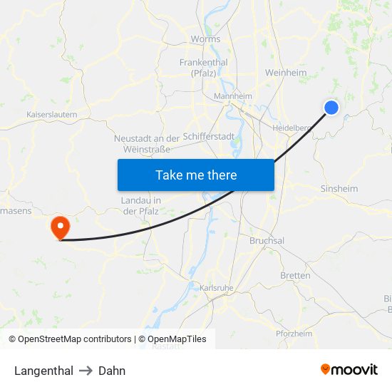 Langenthal to Dahn map