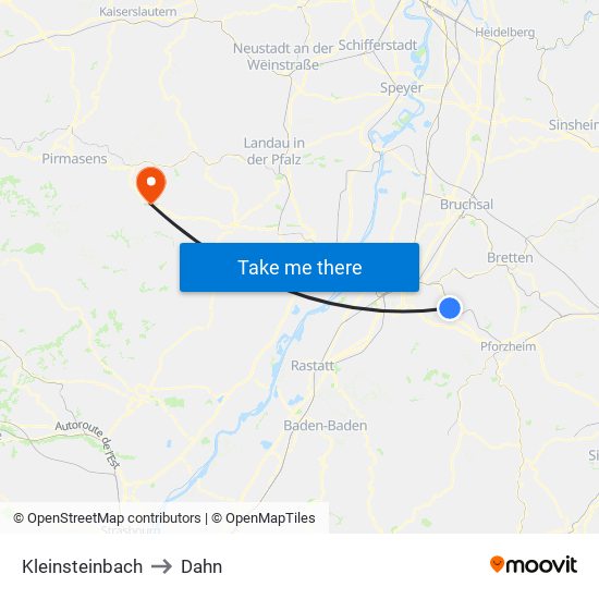 Kleinsteinbach to Dahn map
