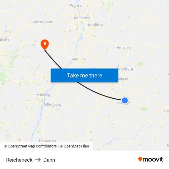 Reicheneck to Dahn map